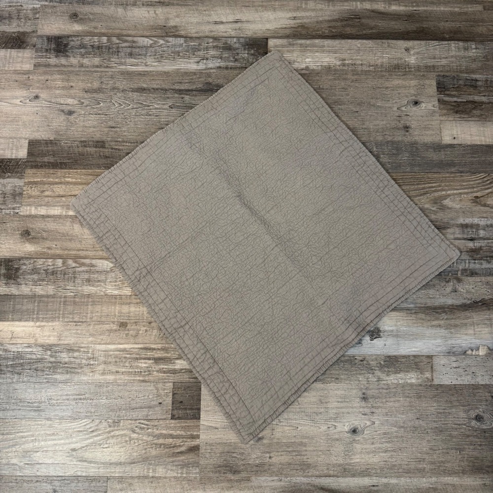 Restoration Hardware Size 26x26 Gray Quilted 100% Cotton Euro Sham